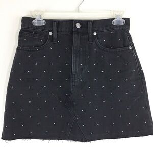Madewell Metallic Dot Denim A-Line Mini Skirt Size 25 NWT